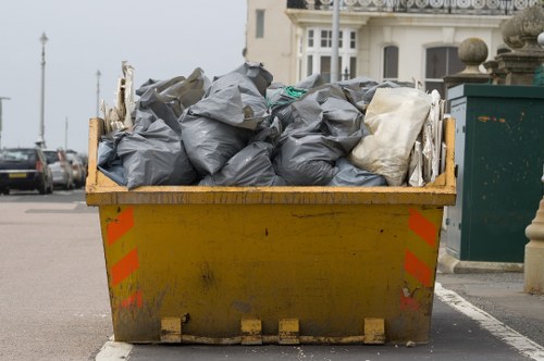 Construction site with waste clearance in progress